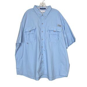 Columbia PFG Bahama Fishing Mens Size 4X Blue Shirt Short Sleeves